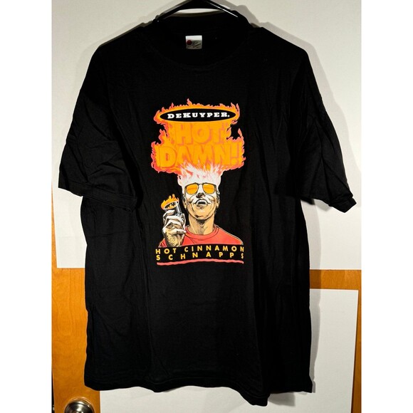 Vintage 90s Dekuyper Hot Damn! Alcohol‎ Promo T-Shirt Size XL Advertisement - Picture 1 of 8